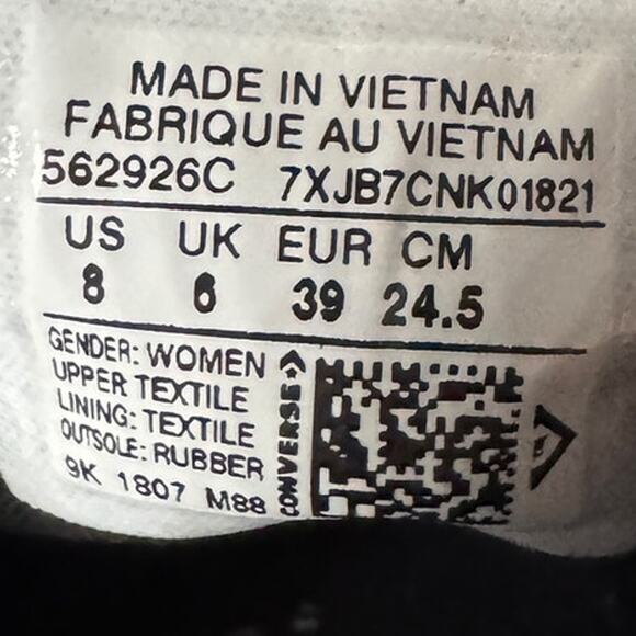 CONVERSE Solid Black Chuck Taylor All Star Lift Sneaker SZ 8 - Picture 10 of 10